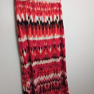 AGB Red and Pink Printed Maxi Skirt
